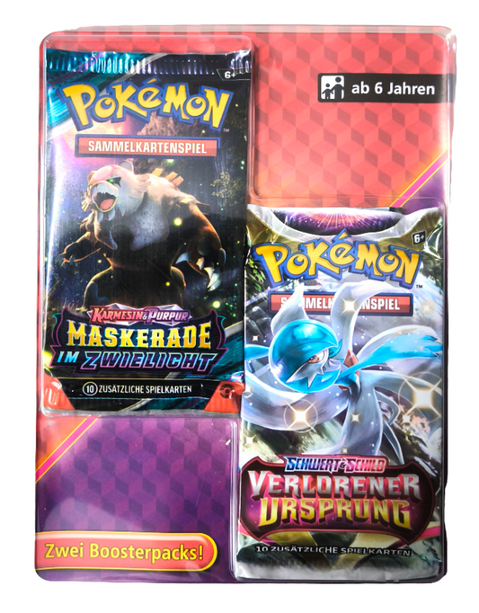 Pokémon - Verlorener Ursprung & Maskerade im Zwielicht - 2 Booster Packs  (deutsch) Clumshell Blister