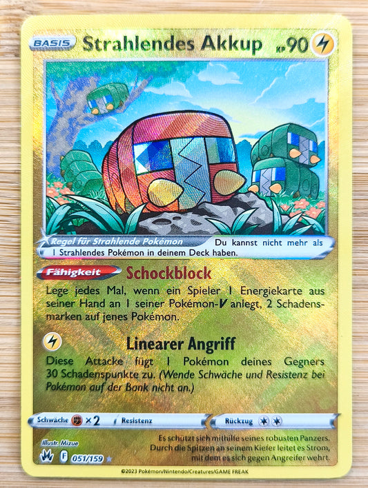 Pokemon Karte Strahlendes Akkup Ultra Rare 051/159