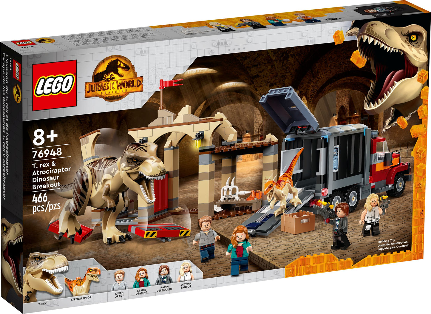 LEGO® T. Rex & Atrociraptor: Dinosaurier-Ausbruch (76948) Konstruktionsspielsteine, (466 St), LEGO® Jurassic World