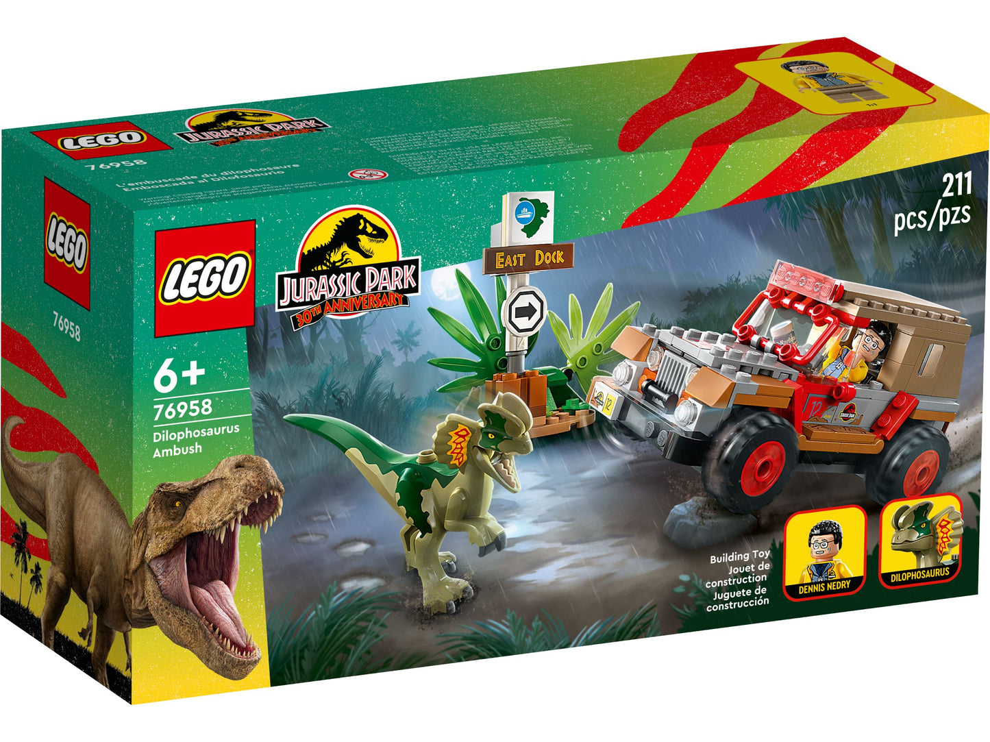 LEGO® Jurassic World 76958 Hinterhalt des Dilophosaurus - 211 Teile