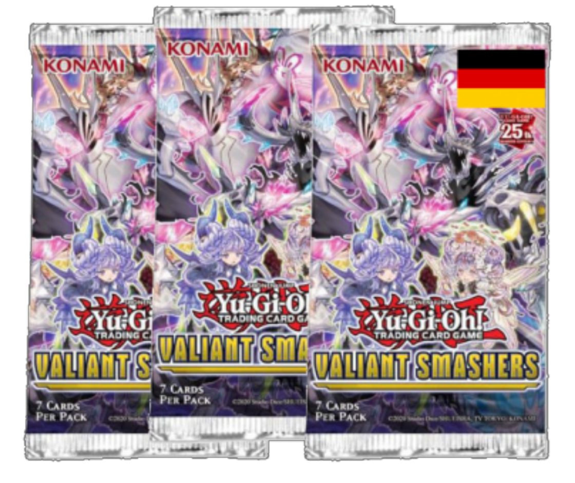 Yu-Gi-Oh - 25th Anniversary Valiant Smashers Tuckbox - 3 Booster Packs der 1. Auflage in deutscher Sprache - Peer Online Shop