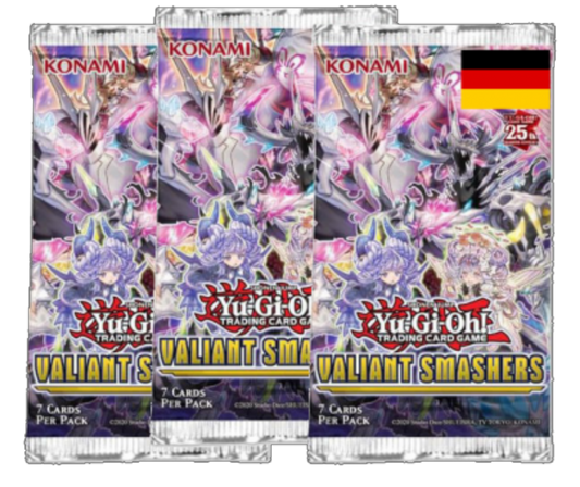 Yu-Gi-Oh - 25th Anniversary Valiant Smashers Tuckbox - 3 Booster Packs der 1. Auflage in deutscher Sprache - Peer Online Shop