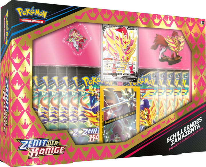 Pokémon-Sammelkartenspiel: Premium-Figuren-Kollektion Zenit der Könige: Schillerndes Zamazenta (1 holografische Promokarte, 1 Figur & 11 Boosterpacks)