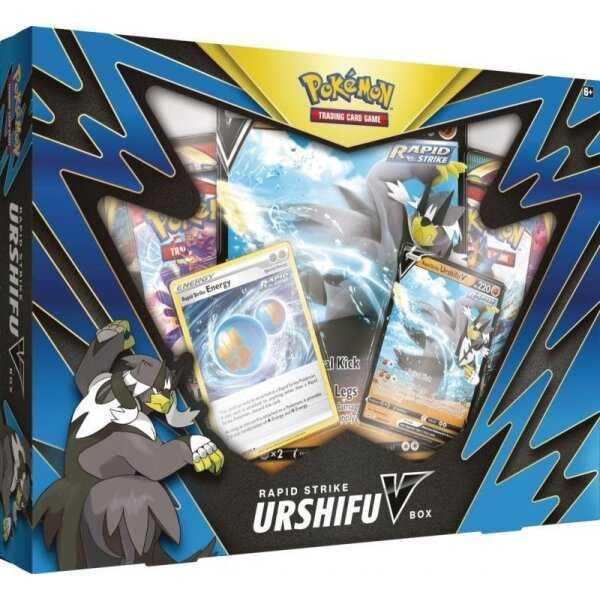 Pokemon Sammelkartenspiel - Rapid Strike Urshifu V-Box - Englisch - 4 Boosterpacks - Peer Online Shop